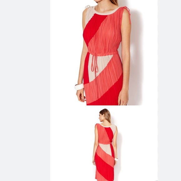 BCBGMaxazria color-block pleated midi dress medium - Picture 3 of 16